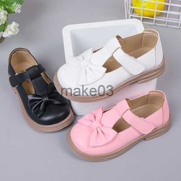 Sneakers 2023 Children's Fashion Solid Colour Girls Leather Shoes Spring and Summer Bow PU Round Head Versatile Anti Slip Kids Loafers New J230818