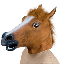 Party Masks Horse Mask Halloween Horse Head Mask Latex Creepy Animal Costume Theater Prank Crazy Party Halloween Decor 230818