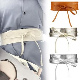 Belts Boho Belt Women Bowknot Faux Leather Waistband Wrap Around Cummerbund Dress Accessory Female