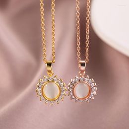 Pendant Necklaces High Grade Ellipse Crystal Necklace For Women Girls Stainless Steel Chain Geometric Charms Choker Jewelry Party Gifts