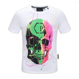 Men's T Shirts 2023 Summer Youth Top Fashion Casual Round Neck Diamond Skull High Quality Printed Cotton Short Sleeve T-shirt