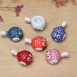 Chopsticks Funny Pufferfish Chopstick Holder Ceramic Knife Spoon Fork Tableware Chop Stick Rack Kawaii Kitchen Dinning Table Decor