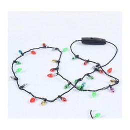 Chains Pcs Mini Flashing Lightup Blinking Christmas Lights Costume Necklace 8 Led Bbs Hsj88Chains Drop Delivery Jewellery Necklaces Pen Dha6T