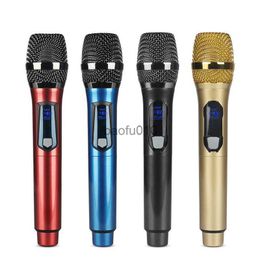 Microphones Wireless Microphone 2 Channels UHF Professional Handheld Mic Micphone Micro For Karaoke Meeting 50 Metres Hot Sale KTV Singing HKD230818