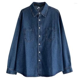 Women's Jackets Korean Style Streetwear Denim Shirts Women Harajuku Fashion Basic Solid Oversize Blouse Vintage Casual Long Sleeve Tops