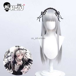 Synthetic Wigs Suigintou Cosplay Wig Fiber Synthetic Wig Anime Rozen Maiden CosplayHSIU silver Long hair Mercury Lampe Cosplay Wig + Wig cap HKD230818