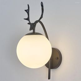 Wall Lamp Modern Sconce Glass Lampshade Loft Decorative Indoor Corridor Led Lights Fixtures E27 Black Gold Blue