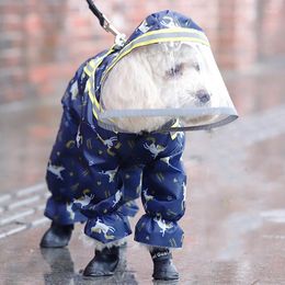 Dog Apparel 1Pcs Small Raincoats Can Be Removable Waterproof Reflective Hooded Polyester TPU Printing Clothes Home Pet Products