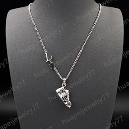 Fashion Men Silver Necklace Luxury Designer Pendant Necklace Green Crystal Letter Shoes Necklaces Holiday Jewellery