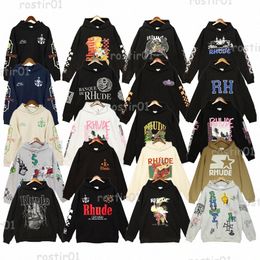 Designers hoodie Rhudes High Street varsity Rhude Basketball puffer Hoodies Letter Patch Embroidered Letters and Loose Splicing Bomber hoodies oversiz 64aX#