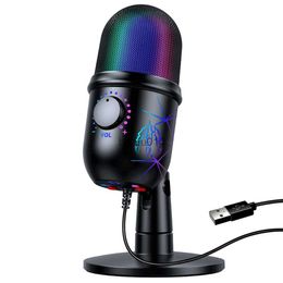 Microphones Ivinxy USB Gaming PC Microphone for Streaming Podcasts RGB Computer Condenser Desktop Mic for Laptop/Computer/cellphone HKD230818