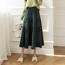 Skirts Pleated Solid Colour Y2K Casual Autumn Winter Maxi Long Black Aesthetic Korean Fashion Harajuku High Waist Clothes Vintage Skirt