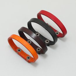 Charm Bracelets Simple Design Jewelry Smooth Leather Men's Bracelet Punk Style Solid Color Bangles Vintage Male Hand Accessories