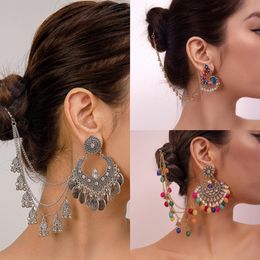 Dangle Earrings Vintage Bohemian Ethnic Style Earring Long Tassel FOR WOMEN Metal Jewelry Geometric Drop Party Banquet Ornaments