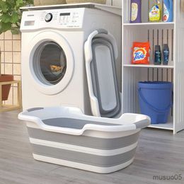 Bathing Tubs Seats Foldable Baby Take Bath Bathtub Non-Slip Foot Bath Bucket Folding Portable Pet Cat Bathtub Bathroom Laundry Baske R230818