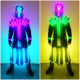 LED Light Armored Warrior Creative Bar Night costume Colorful lighting Fancy Dress Party carnival Anime stage perform show