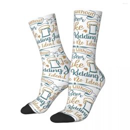 Men's Socks Retro A Day Without Beer Drinks Unisex Harajuku Pattern Printed Crazy Crew Sock Gift