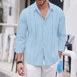 Men's Casual Shirts Solid Long Sleeve Spring And Autumn All-Seasons Fashion Lapel Dress Tops Camisas De Hombre