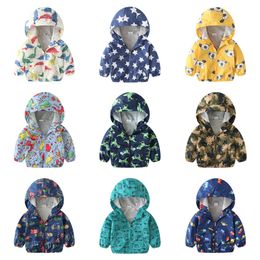 Giackets Spring Autumn Children 2y 6y Cartoon Stampa per bambini cappotti di abbigliamento da esterno con cappuccio per 230817