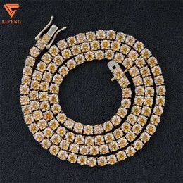 Champagne Color Custom Tennis Chain Necklace Pass the Diamond Tester Moissanite Hiphop Moissanite Necklace