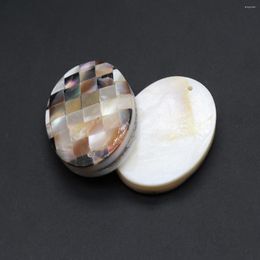 Charms 27x38mm Oval Pendant Natural Freshwater Shell Black & White Patchwork Charm For Jewelry Making Supplies DIY Women Necklace