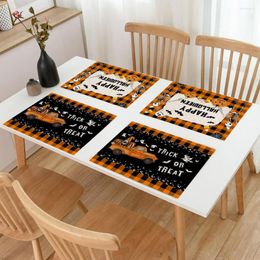 Table Mats Halloween Fall Pumpkin Prinetd Placemats Spooky Ghost Kitchen Mat Heat-Resistant Easy To Clean Dining Place