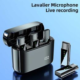 Microphones Lavalier Microphone Wireless Mini Microphone Wireless Lapel Microphone with Dual Display Charging Box Noise Reduction New HKD230818