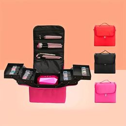 1pc Travel Makeup Bag, Professional Cosmetic Case, 4 Tiers Foldable Portable Makeup Organizer, Multifunctional Storage Bag For Travel, Large Capacity Makeup