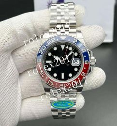 besttime Mens Super Men's BLRO Red/Blue Ceramic 904L Steel Clean Factory Best Edition on Jubilee Bracelet 3285 Automatic Movement sapphire Wristwatches