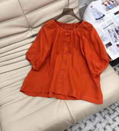 Women's Blouses 2023 Women Fashion Bubble Short Sleeve Casual Crewneck Vintage Top 0616