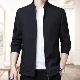 Men's Jackets Men Jacket Stylish Business Suit With Stand Collar Slim Fit Design Convenient Pockets For Spring Fall Seasons Full