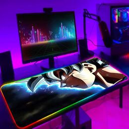 Mouse Pads Wrist RGB Mouse Pad 900x400 Mats Laptop Accessories Anime Large LED Mausepad Keyboard Mat Desk Pads R230818