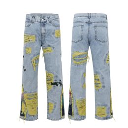 Jeans de jeans de grande tamanho de designer de dimensões bordadas de jeans ripped high high street calças de perna larga calças casuais S-3xl megogh-8 cxg8181