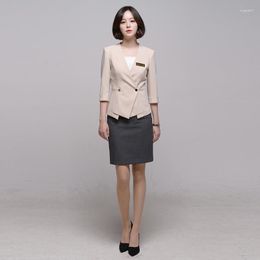 Two Piece Dress Elegant Blazer Women Business Work Uniform El Suits Office Lady Professional Female Fashion Clothes Sets