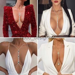 Sexy Rhinestone Chains Chest Chain Harness Waist Chain Breast Belly Body Jewellery Necklace For Women Party Clothing Accessories x0818