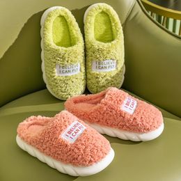 Slippers Women Men Fluffy Slippers High Heels Slides Slippers Winter Warm Mute Slipper Thick Sole Home Casual Fur Shoes Indoor Outside 230817