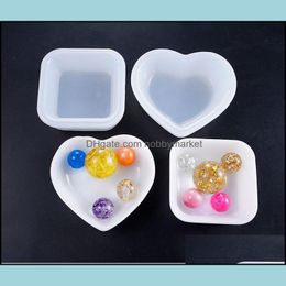 Moulds Heart Square Plate Sile Mould Dish Mod For Jewellery Resin Handmade Diy Epoxy Mini Beads Container Drop Delivery Tools Equipment Ot4Qa