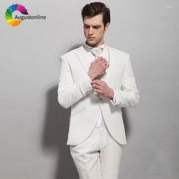 Men's Suits Custom Made Italian Ivory/White Men Wedding Slim Fit Man Blazers 3Piece Jacket Pants Vest Retro Groom Tuxedos Ternos