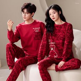 Men's Sleepwear Spring Autumn Cotton Women's Cute Cartoon Pajama Men Casual O Neck Nightgowns For Couples Loungewear Freeship