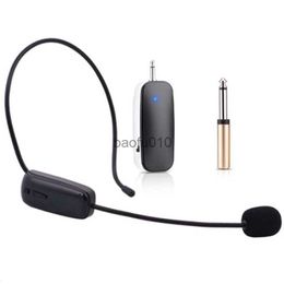 Microphones New 2 In 1 Handheld UHF Wireless Microphone Professional Head-Wear Mic Volume Amplifier For Speech Teaching HKD230818