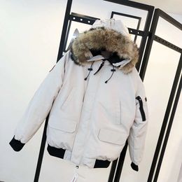 Men's Down Parkas Designer pilot wyndham parka winter down jacket outdoor coat men women Classic fashion real coyote fur wind waterproof white