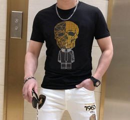 S-6XL Anime Skulls T-shirt men Graphic Rhinestones High Quality Man Summer Fashion Hot drill T-Shirts streetwear