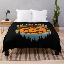 Blankets Hello Fall - Vintage Halloween Pumpkin Gift Asian Bedding Polynesian Design Fluffy Warm Cozy Throw Blanket