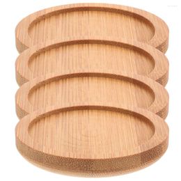 Pillow 4 Pcs Bamboo Coasters Coffee Round Anti-skid Cup Mats Drinks Home Supplies Cups Pads Practical