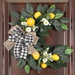 Fiori decorativi ghirlande con limoni artificiali finti anello floreale ghirlanda piccola margherita primavera estate simulazione arredamento porta anteriore zzz