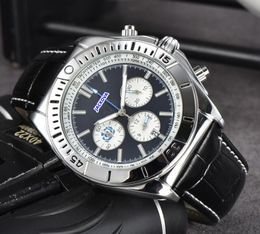 Relogio Masculino Men Stainless Steel Watch Full Function Stopwatch Fashion clock Big Man Wristwatches Luxury Quartz Movement Lumious Popular Watches Gifts