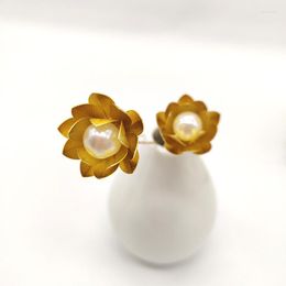 Hair Clips Gold Color Lotus Flower Pearl Hairpin Ancient Style Ornament Headdress Accessory Jewelry Pins Gift Tiara Headwear