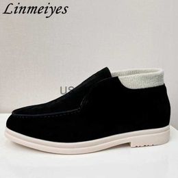 Dress Shoes Autumn High Top Shoes Man Round Toe Slip On Casual Shoes Luxury Quality Kid Suede Loafers Male Flat Comfort Walking Shoes Men J230818