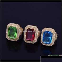 Band Rings Jewelry Drop Delivery 2021 Uni Men Women Fashion Top Quality Gold Plated Big Square Cz Diamond Ring Party Nice Gift Dh5Lx