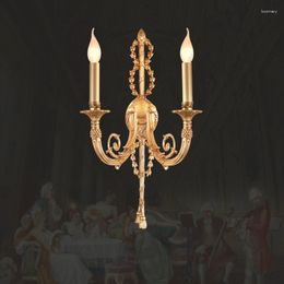 Wall Lamp European Golden Copper Candle Living Room Staircase Bedroom Corridor E14 French Classical Brass Sconce Light
